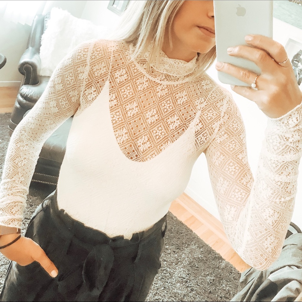Free People Sheer Lace Top